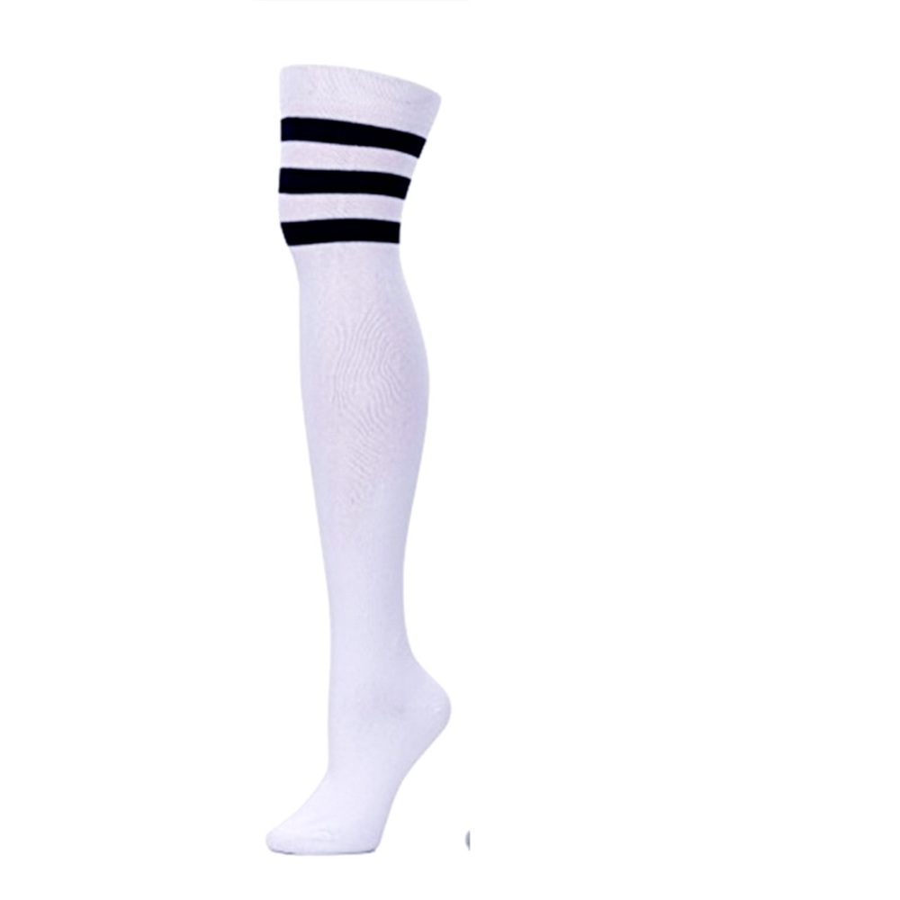 Women’s Knee High Socks White | Black Stripes